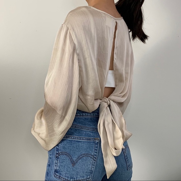 cream satin blouse - Picture 1 of 4
